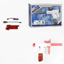 Водний пістолет 518-7 2 ємності для води, приціл, акумулятор. 3.7V, USB-кабель, в коробці (6946616012744) Рожевий - мініатюра 2