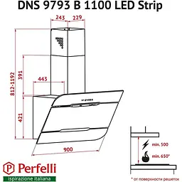 Витяжка Perfelli DNS 9793 B 1100 BL LED Strip - мініатюра 7