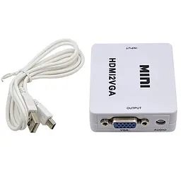 Конвертер перехідник відеосигналу RIAS HDMI до VGA аудіо Mini White (3_00897) - мініатюра 5