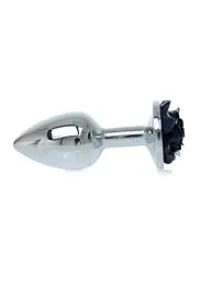 Металева анальна пробка Boss Jewellery Silver Plug Rose 9 см (чорний) - мініатюра 4