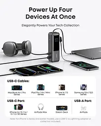 Портативний зарядний пристрій 25000 mAh 165W PD Built-In Double USB-C Cables Black Anker teh0027059 - мініатюра 3