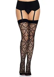 Ажурні панчохи із сердечками Leg Avenue Heart Black, one size - мініатюра 4