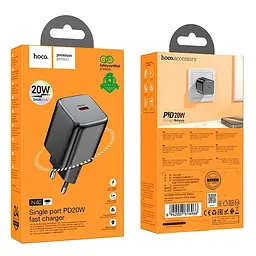 Адаптер мережевий Hoco Mighty single port charger N40 |1Type-C, 20W/3A, PD/QC| - мініатюра 3