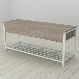 Банкетка з ящиком Ferrum-decor Дрейк 1 550x1000x400 метал Білий ДСП Сонома Трюфель 16 мм (FRD-103056)