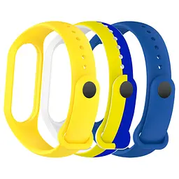 Комплект силіконових ремінців для фітнес браслетів Xiaomi Mi Band 5/6/7, Silicone, blue-yellow, зі зручною застібкою, на фітнес трекер та смарт годинник, ArmorStandart (ARM75053)