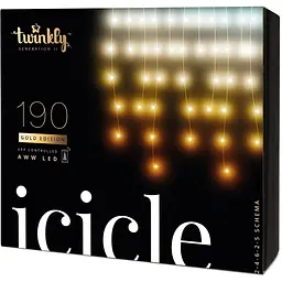 Світлодіодна гірлянда Twinkly Smart LED Icicle AWW 190 прозора (TWI190GOP-TEU)