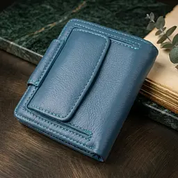 Красиве шкіряне портмоне з монетницею зовні для стильних жінок ST Leather 19457 бірюзове - мініатюра 4