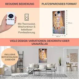 Інфрачервоний обігрівач Klarstein Wonderwall Air Art Kiss 600 Вт (10034238) - мініатюра 7