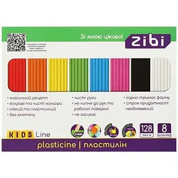 Пластилiн Zibi 8 кольорів 128г