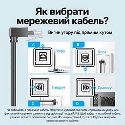 Кутовий патч-корд Ethernet Vention 1 м мережевий кабель RJ45 штекер прямий і RJ45 штекер із вигином угору 90° Cat.6 UTP до 1000 Мбіт/с позолочені контакти жили 26 AWG чорний (IBVBF) - мініатюра 2