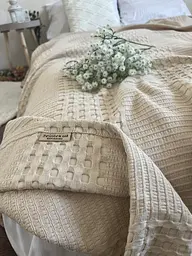 Покривало Zeintex Марокко вафельне бавовняне бежеве 230х320 см - мініатюра 5