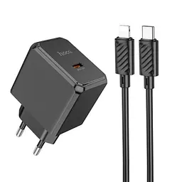 Мережевий зарядний пристрій Hoco CS15A Ocean single port PD30W charger set(C to iP) чорний - мініатюра 3