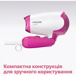 Фен Philips DryCare Essential дорожній 1400 Вт рожевий (BHD003/00) - мініатюра 2