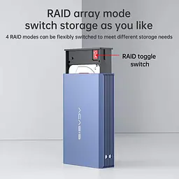 Корпус для жорстких дисків ACASIS EC-7252 USB 3.0 з підтримкою RAID до 12 ТБ для SATA HDD/SSD 2,5 дюйма (Синій) - мініатюра 5