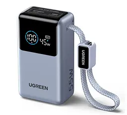Павербанк з вбудованим кабелем Ugreen PB834 10000 мАг 55W з шкидкою зарядкою та цифровим LED дисплеєм
