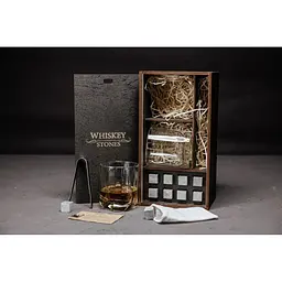 Подарунковий набір Whiskey Stones камені для віскі 8 штук + інструкція + мішечок для зберігання + щипці та 2 склянки Luna - мініатюра 3