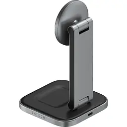 Бездротовий зарядний пристрій Satechi 2-in-1 Foldable Qi2 Wireless Charging Stand Space Gray (ST-Q21FM) - мініатюра 2