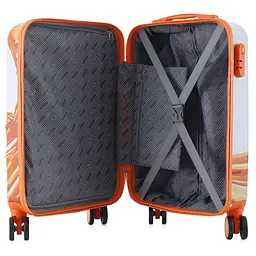 Валіза мала Semi Line T5655-1 20 дюймів Polycarbonate/ABS 4 подвійні колеса Білий з помаранчевим принтом - мініатюра 6