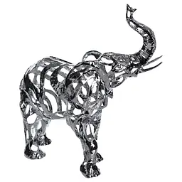 Декоративна фігурка Yiwu Elephant 25х10х25 см металева статуетка колекційна для дому напівпрозора декор на камін хром HP-7-10 - мініатюра 4