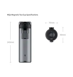 Магнітна пляшка для води та чаю Xiaomi Mijia Magnetic Tea Storage Cup Чорний - мініатюра 2