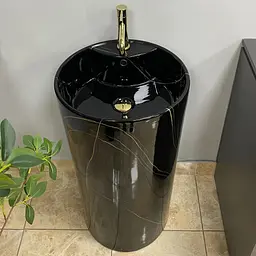 Умивальник підлоговий VBI Bolonia M black marble VBI-019026, Чорний матовий