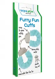 Наручники Toy Joy Furry Fun Cuffs 28 см блакитний - мініатюра 5
