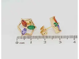 Сережки Xuping Позолота 18K пусети "Квітковий орнамент із різнокольорового цирконію" (089165) - мініатюра 2