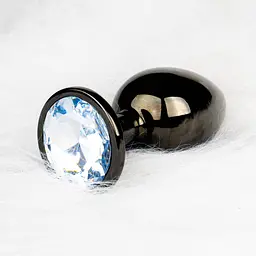 Металева анальна пробка Round Gem, розмір М колір: чорний/білий Ouch! (Нідерланди) Ouch! OU493200 103119 - мініатюра 2