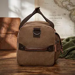 Дорожня сумка текстильна з кишенею 20193 Vintage коричнева - мініатюра 3