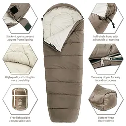 Спальник Naturehike MJ 600 (CNK2300SD014) -5°C з капюшоном - коричневий - мініатюра 3