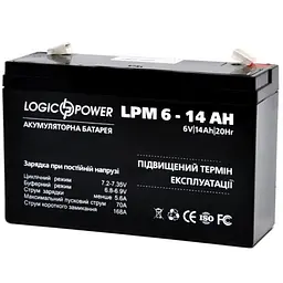 Акумуляторна батарея для ДБЖ LogicPower AGM 6 V / 14 А*ч (4160)