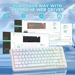 Клавіатура Attack Shark X82 Pro RGB HE Magnetic Switch Wireless White Contour Line (AS-6972792470702-WCL) [166727] - мініатюра 8