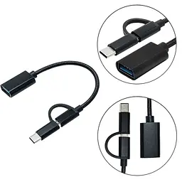 Перехідник OTG AC-150 2in1 USB 3.0 - MicroUSB USB Type-C Black XoKo (AC-150-BK) - мініатюра 4