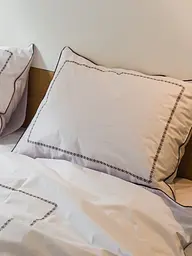Комплект постільної білизни Ecotton Євро з вишивкою та кантом український хрестик Graphite із перкалю в чохлі (25141) - мініатюра 4