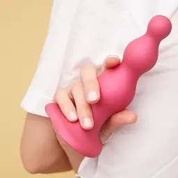 Насадка для страпона Strap-On-Me Dildo Plug Beads Framboise Metallic S - миниатюра 5