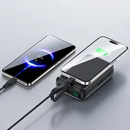 УМБ Acefast 20000mAh 22,5W PD,QC3.0 USB-A+USB-C In/Out,built-in cable M14 Black - мініатюра 7