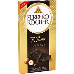 Шоколад Ferrero Rocher чорний (70%) з лісовим горіхом 90 г - мініатюра 3