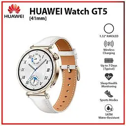 Смар годинник HUAWEI Watch GT 5 41 mm білий (шкіряний ремінець) - мініатюра 6
