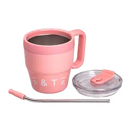 Термочашка Coffee & Tea 480 мл з трубочкою і подвійним відкриванням, рожевий Yiwu HP-14-23P - мініатюра 4