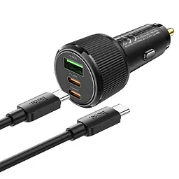 Автомобільний зарядний пристрій Hoco NZ17 USB/2 Type-C PD 75W чорний + кабель Type-C to Type-C - мініатюра 5