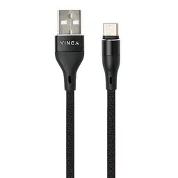 Дата кабель USB 2.0 AM to USB-C 1.0m cylindric nylon back Vinga (VCPDCTCCANB1BK) - мініатюра 2