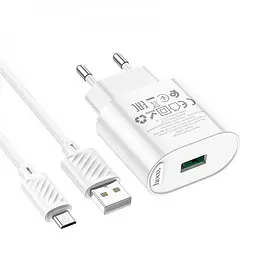МЗП Hoco C109A Fighter QC3.0 18W (1USB-A) + кабель USB to MicroUSB White - мініатюра 5