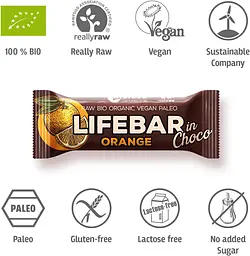 Батончик Lifefood Lifebar Апельсин у шоколаді органічний 40 г - мініатюра 4