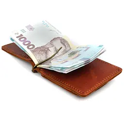 Затискач із монетницею шкіряний коньячний Tarwa 11.5х8х1 см acs0032185 - мініатюра 7