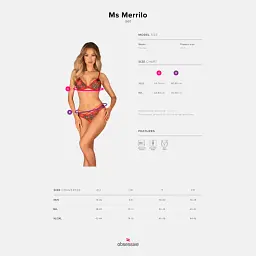 Комплект білизни Obsessive Ms Merrilo M/L червоний - мініатюра 7