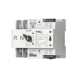 Автомат введення резерву (АВР) двополюсний YRQ2PC-125 Wifi ATS, 2P 125A 220V, E-Welink App на DIN-рейку для генераторів