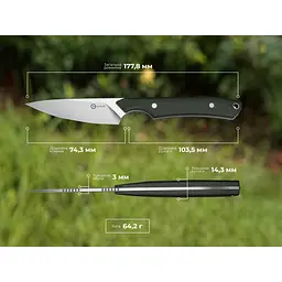 Ніж фіксований кишеньковий Civivi High Grass Field Knife (7,4 см) 14C28N / Micarta зелений з чохлом - мініатюра 17