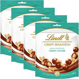 Шоколадні кульки Lindt CRISPY SENSATION Milk Chocolate Crispy Centre Pouch 140г - мініатюра 3
