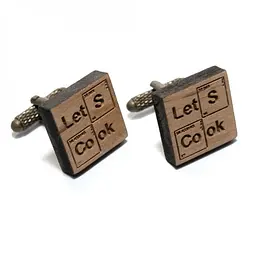 Дерев'яні запонки Квадратні з написом Handmade acs0005935 - мініатюра 4