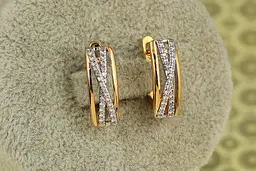 Сережки Xuping Jewelry перехрестя з родієм 1,7 см золотисті - мініатюра 2
